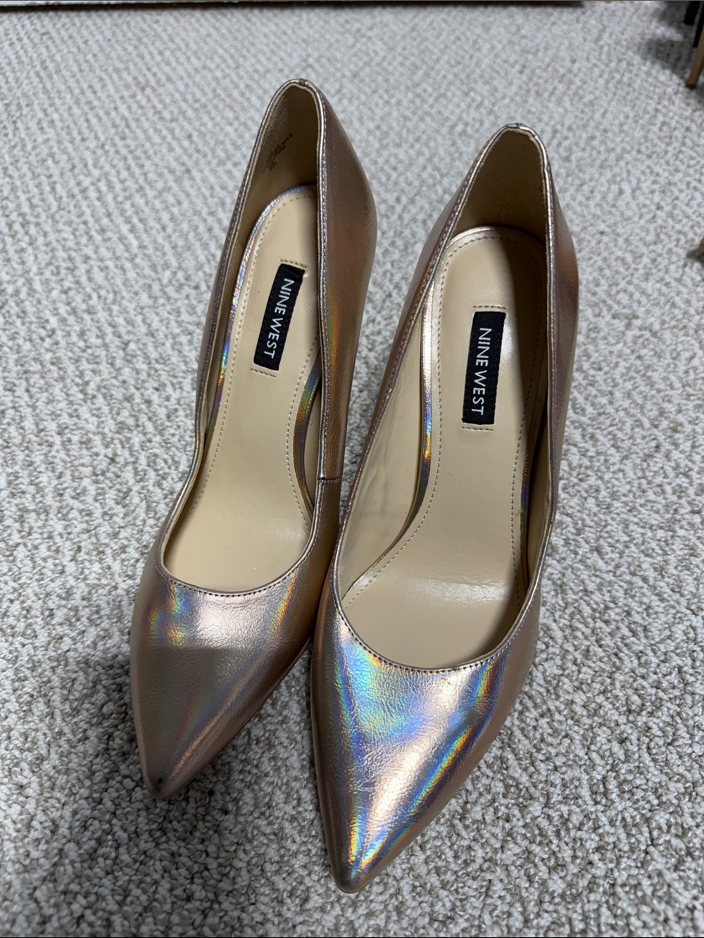 Nine West Iridescent Rose Gold Pointed-Toe Pumps